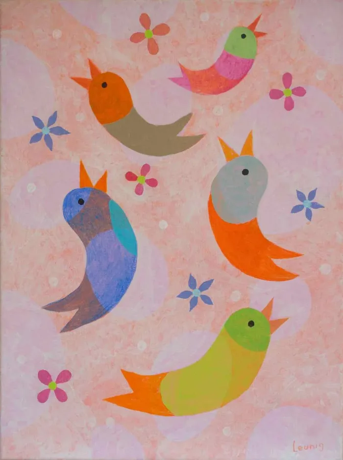 Birds and Flowers, 2023 (framed)