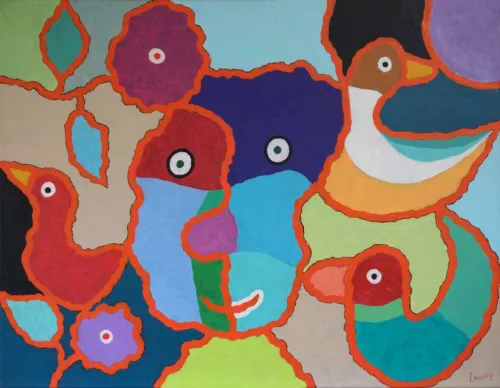 Michael Leunig That Old Familiar Feeling 2024 acrylic on linen 71 x 91 $14,000 f