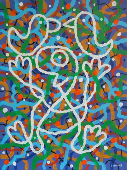 SOLD Michael Leunig Alive and Well, 2024 acrylic on linen 61 x 46cm 6,000 f