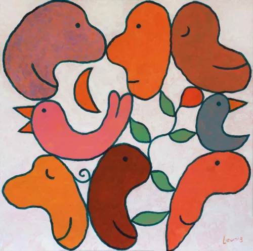 SOLD Michael Leunig All Together Now II 2024 acrylic on canvas 51 x 51 $5,500 f