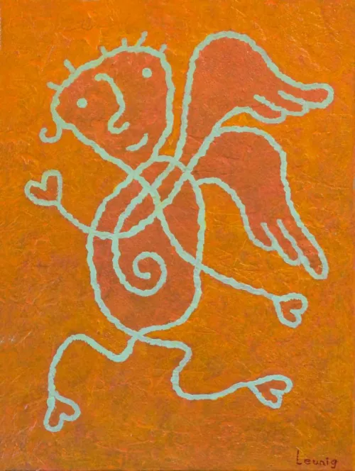 Michael Leunig Angel II 2024 acrylic on canvas 40 x 30 $3,000f
