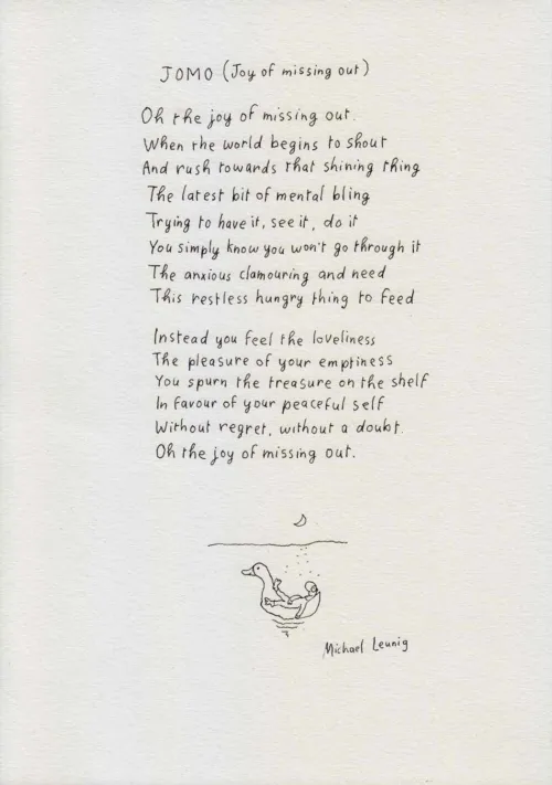 Michael Leunig JOMO 2024 ink on paper 29.7 x 21cm $1,700