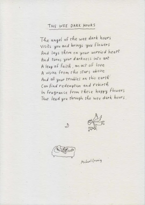 Michael Leunig The Wee Dark Hours 2024 ink on paper 29.7 x 21cm $1,700
