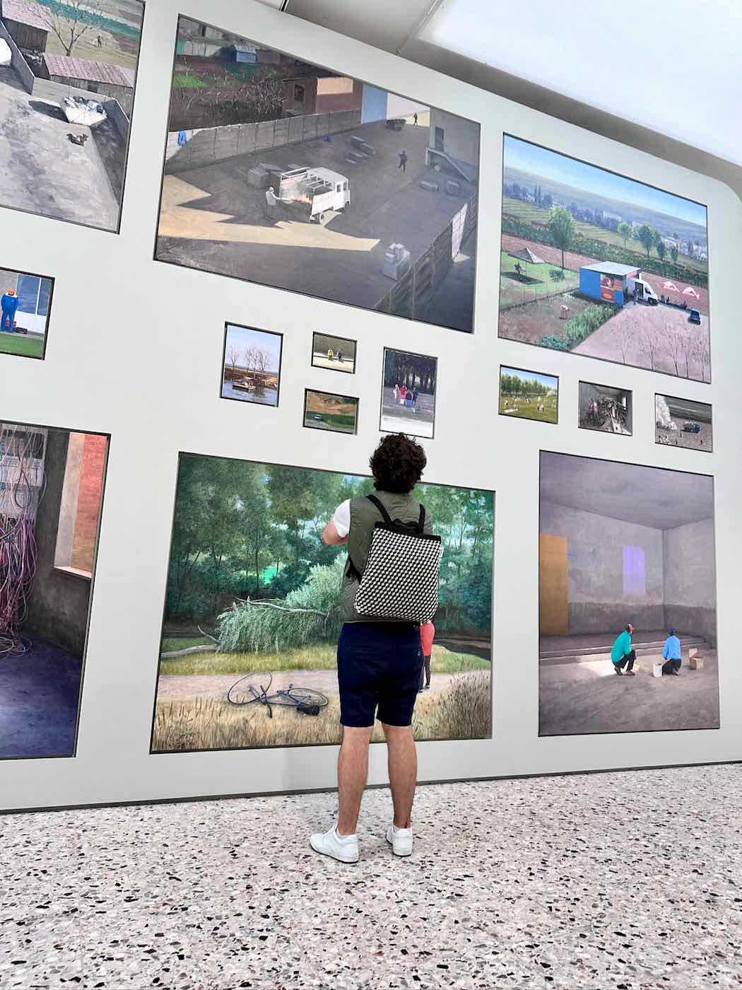 Theo looking at Serban Savu at the Biennale di Venezia