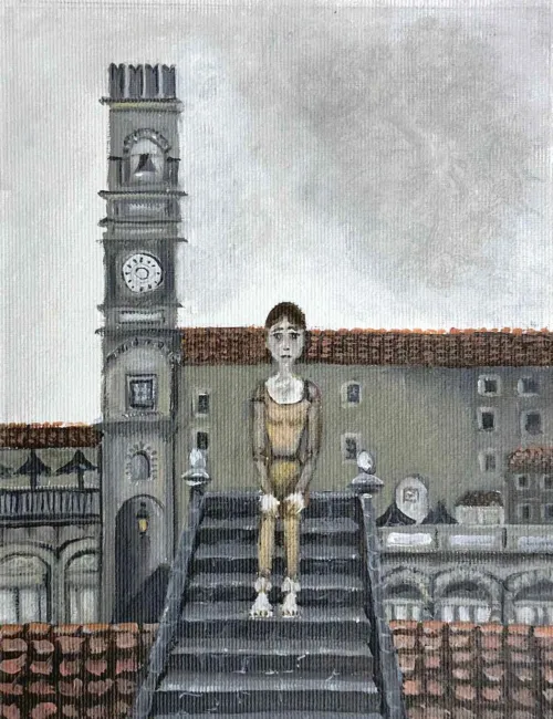 Cortona Dream (study) 2024 acrylic on linen 20 x 15cm