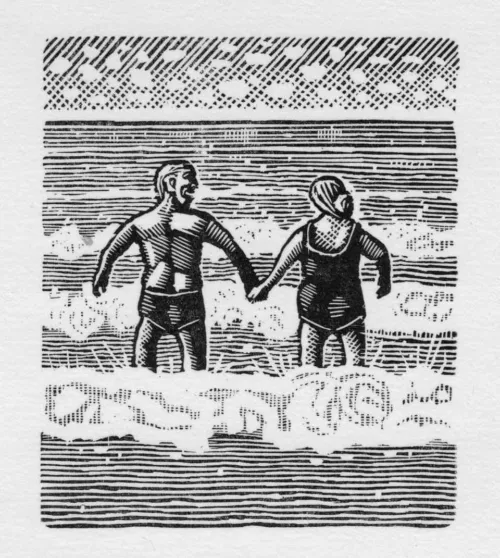 David Frazer Just Like the Old Days 2023 wood engraving 7.2x6.1cm $575 F $425 UF