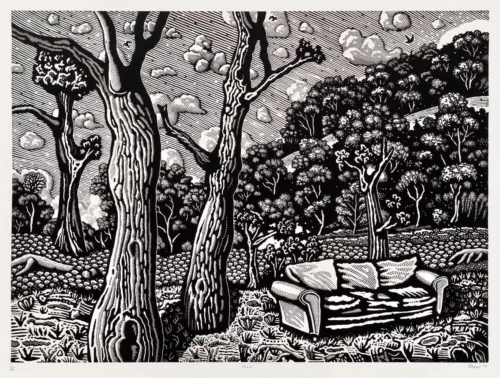 David Frazer Free 2023 linocut 74x99.5cm $2950 F $2250 UF