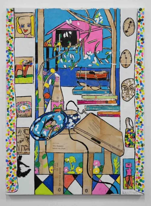 Katherine Hattam Changing Man's Behaviour 80cm x 60cm Mixed Media on linen 2024 $7,500 uf