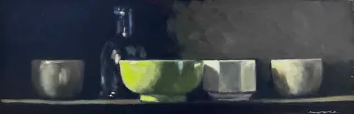 David Moore The Green Bowl Oil on board 14x42cm $2400 f