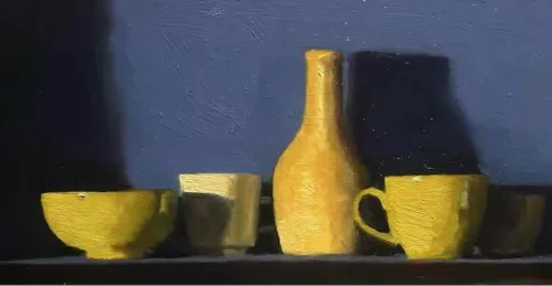 David Moore Study In Yellow Oil on board 20x40cm $2800 f