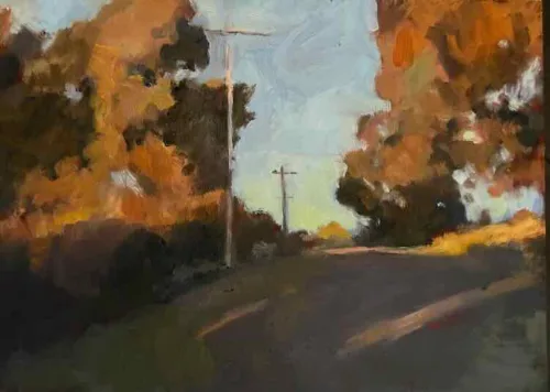 David Moore Last Light Castlemaine Oil on board 22x30cm $1900 f