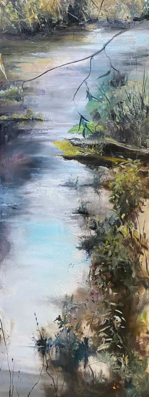 Marketa Kemp Just A Little Stream 120 x 45cm oil on canvas $3000 f