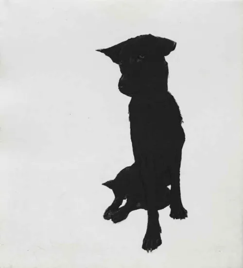 Deborah Williams Understanding the Empowering Canine Gaze 2022 soft ground aquatint and roulette intaglio Ed 15 49.5 x 44.5 cm $1,900 f