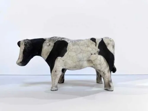Philip Davey Cow 8 Raku ceramic approx 15(h) x 8(w) x 27(d)cm $580