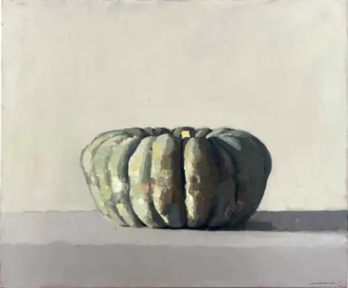 David Moore Pumpkin on the Bench oil on linen 50.5 x 60.5cm$2,700