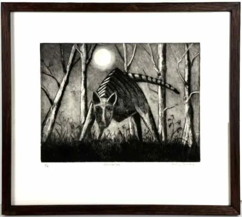 Thylacine etching and drypoint 11 x 15cm ed 10