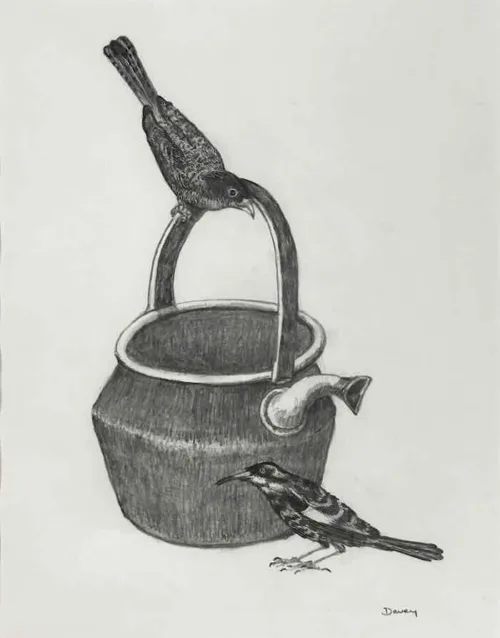 Philip Davey Birds with Kettle grpahite on paper 30 x 40cm $1750 f