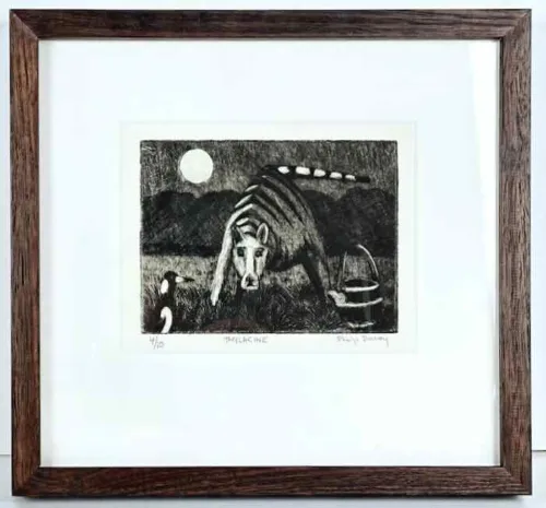 Philip Davey Thylacine etching and drypoint 11x15cm Edition of 10 $350f $450uf