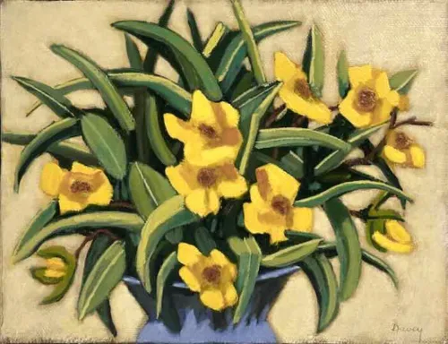 Philip Davey Hibbertia Scandens 2016 oil on linen on board 23 x 30cm $2450 f