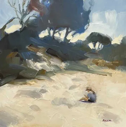 Steve Salo A Fine Day, Anglesea Oil on board 30 x 30 cm $1480 f