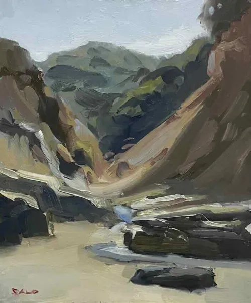 Steve Salo At Sunnymead Beach Oil on ACM panel 20 x 24cm $1100 f