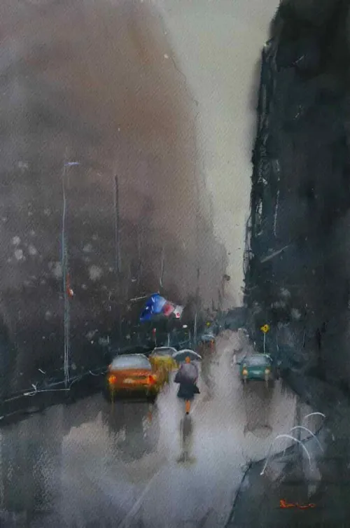 Steve Salo Midwinter Melbouurne Watercolour 35 x 52.5cm $1600 f