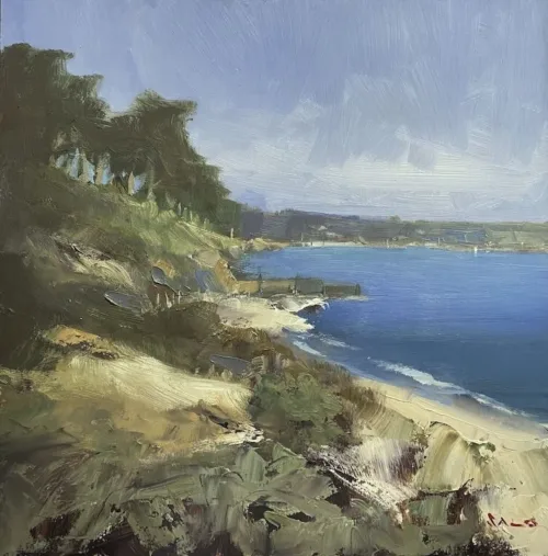 Steve Salo St Leonards Oil on board (light oak float frame) 39.5 x 39.5 cm $2,100 framed