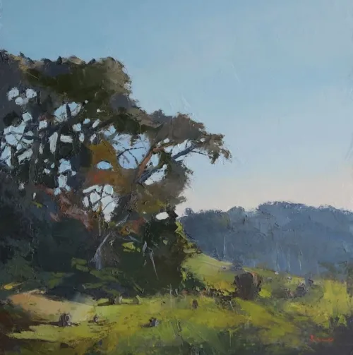 Steve Salo Wallington Trees Oil on aluminium (light oak float frame) 60 x 60 cm $2,550 framed