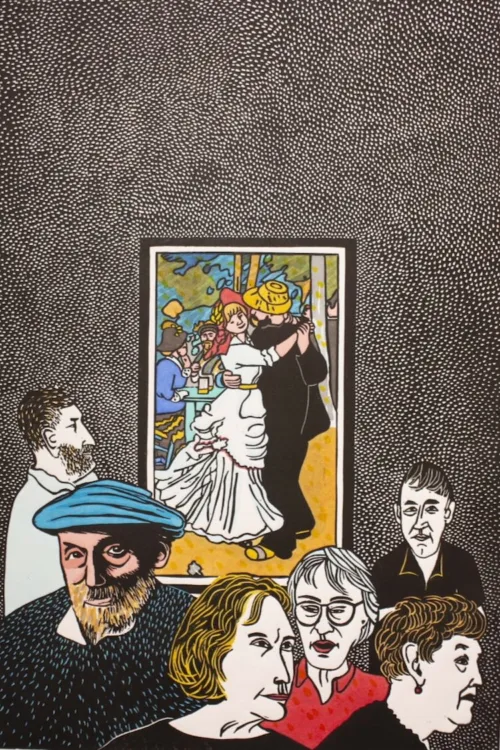 Sue Poggioli Renoir's Dance handcoloured linocut paper 30 x 45cm Image 38 x 56cm