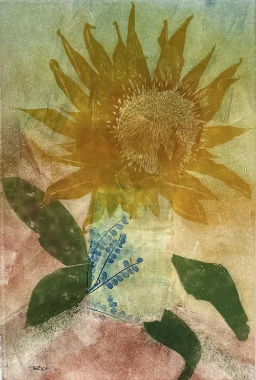 Trudy Rice Golden Memory solar plate etching, monotype 28cm x 19cm