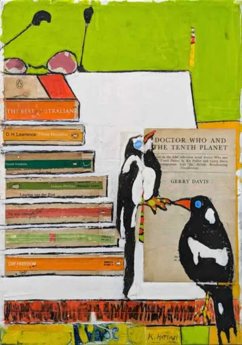 Katherine Hattam Doctor Who Mixed media on linen 43cm x 31cm $3,500 f
