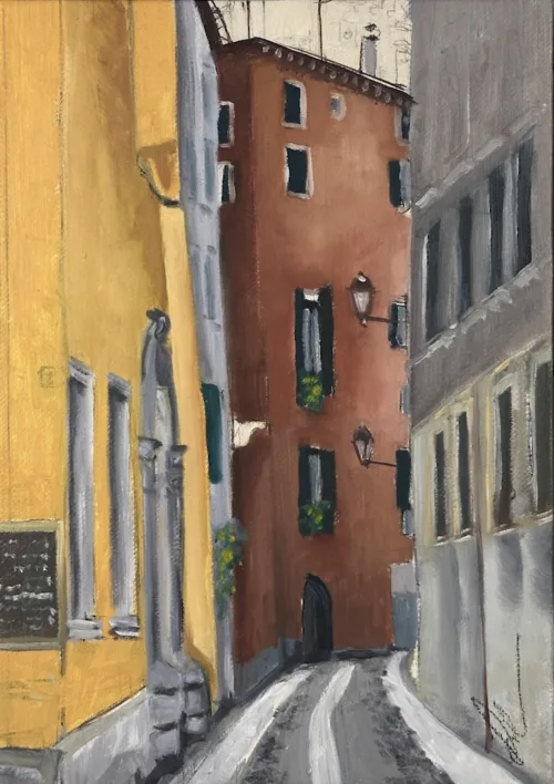 Soula Mantalvanos Vicolo Due Stelle, Verona Sep 2024, oil on linen on panel 30 x 21.5cm $1200 f
