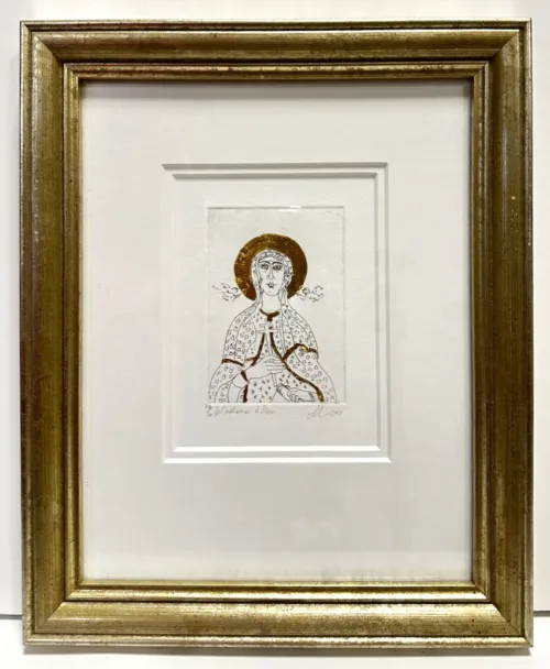 St Catherine of Sienna etching with 23kt gold leaf $450 f