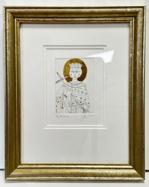 St Irene etching with 23kt gold leaf $450f