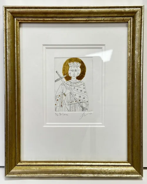 St Irene etching with 23kt gold leaf $450f