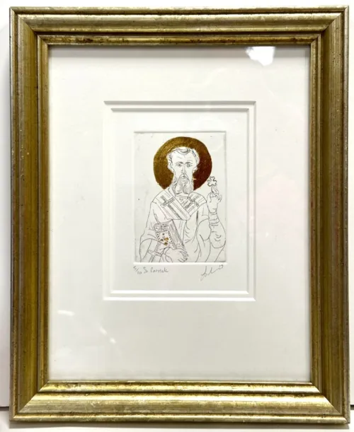 St Patrick etching with 23kt gold leaf $450f