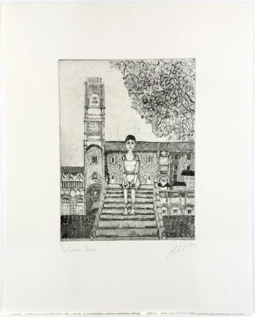 Soula Mantalvanos Cortona Dream 2024 etching and drypoint 20 x 15cm 530 UF 790 F chop