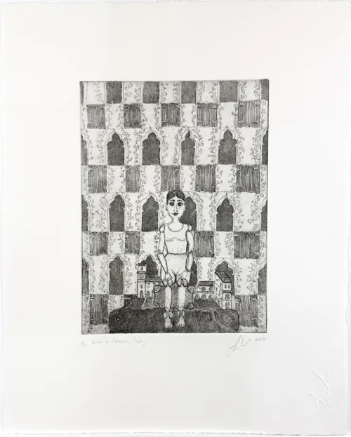Soula Mantalvanos Lunch in Cortona 2024 etching and drypoint 20 x 15cm 530 UF 685 F chop