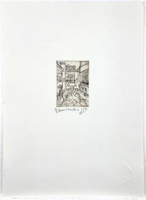 Soula Mantalvanos Piscina S. Moise Venice 2023 etching 7 x 5cm ed of 10