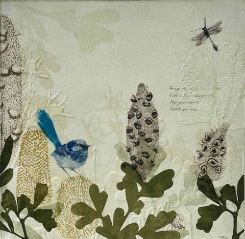 Trudy Rice Unfolding Harmony 40x40cm multi solar plate etching and monotype work on paper $1,200