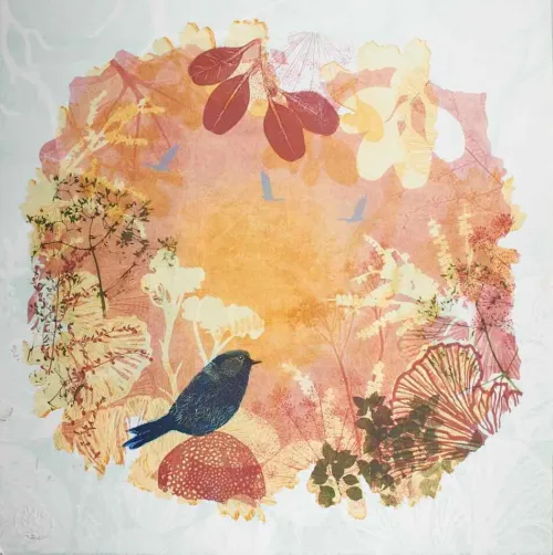 Trudy Rice Circle of Quiet Wonder, 2025 multi solar plate etching and monotype work on paper 57 x 57cm $2,990 f