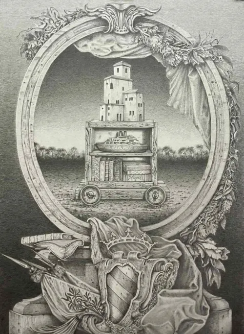 Antonio Balletta The Arrival graphite pencil on fabriano paper - 54 x 74cm $3700