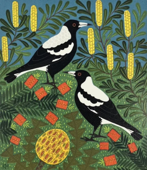 Kate Hudson Magpies in the garden