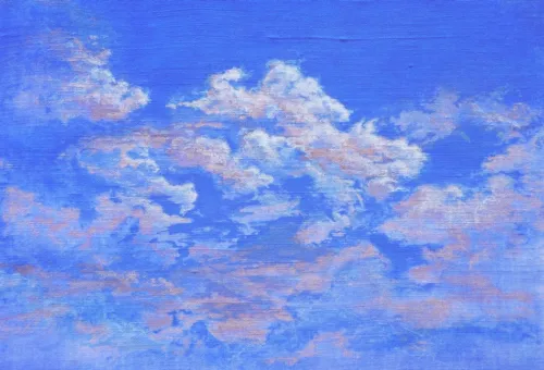 Anita Iacovella In-between 2025 gouache on vintage Italian linen 19 x 30cm $1,200