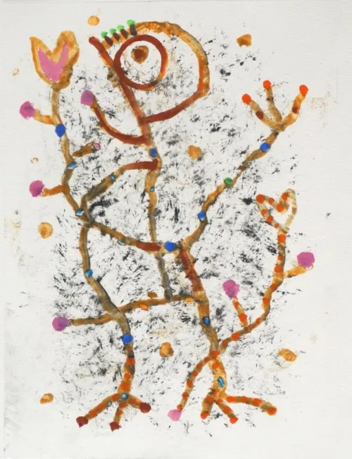 Michael Leunig Blissful Moment in the Wilderness monoprint 37.5 x 28.5cm