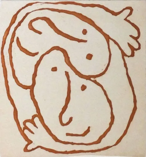 Michael Leunig Each Other etching 44.5 x 38.5cm