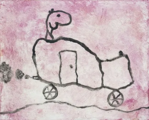 Michael Leunig Getaway Car monoprint 28.5 x 37.5cm