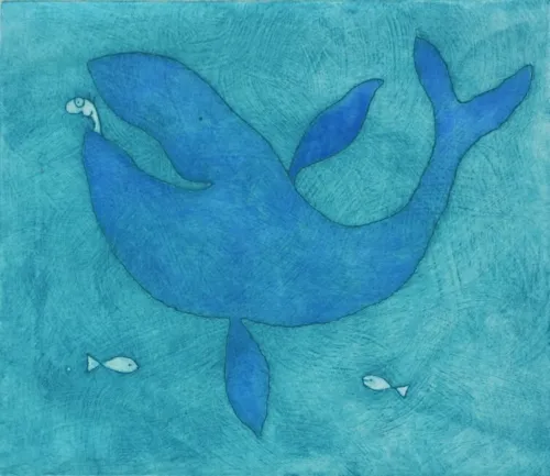 Michael Leunig Jonah and the Whale II drypoint 45.5 x 37.5cm