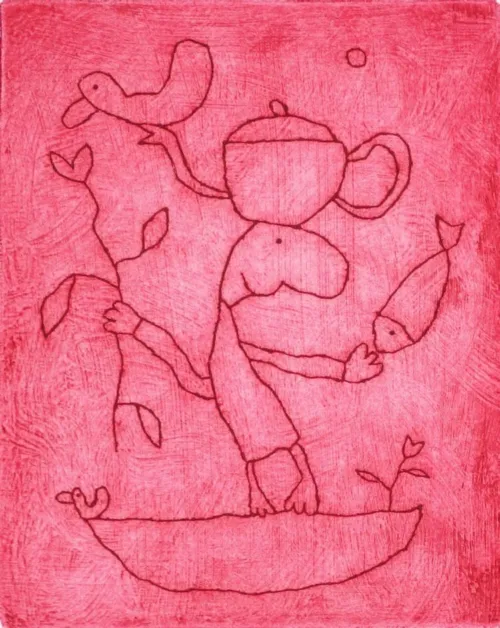 Michael Leunig Lifeboat II drypoint 45.5 x 38cm