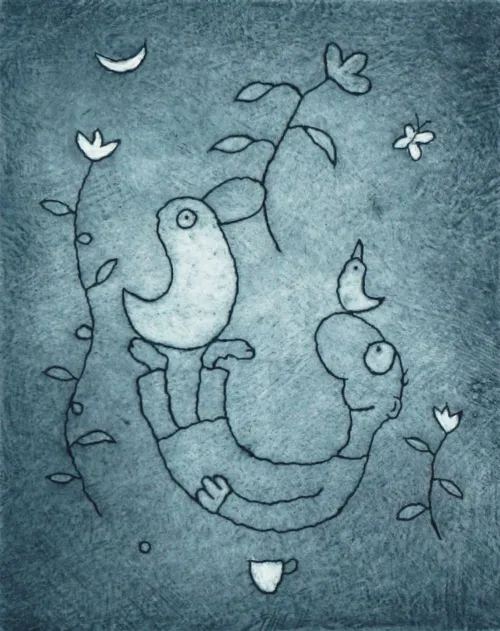 Michael Leunig Lullaby drypoint 45 x 37.5cm